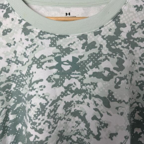 UA Rival Fleece Camo Crew Neck Mint Green White Under Armour Boxy Sweatshirt XS - Picture 8 of 14